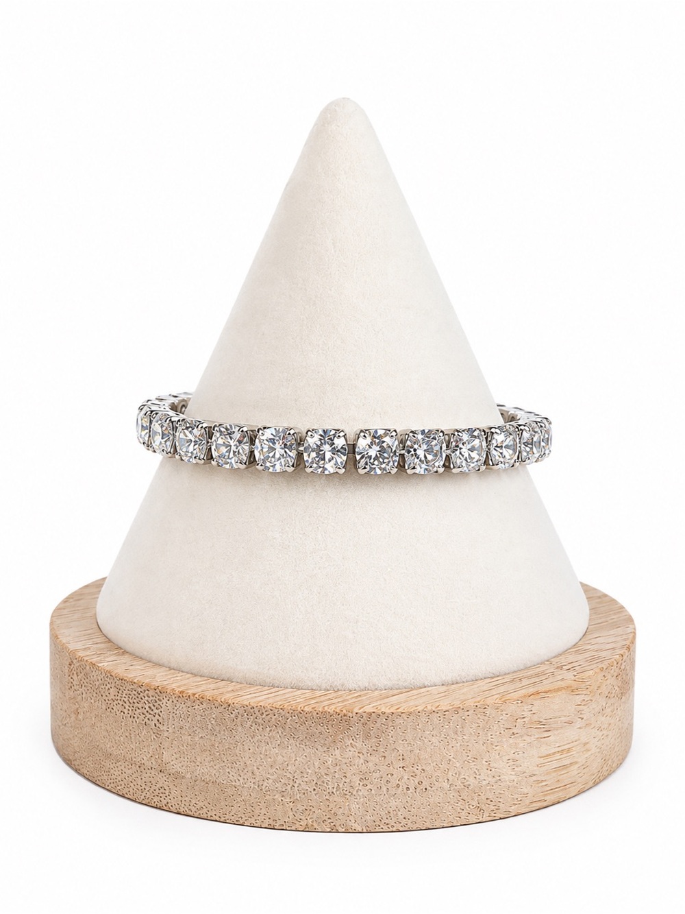 Silver Tone Rhinestone Tennis Bracelet Classic Glam Sparkle Jewelry
